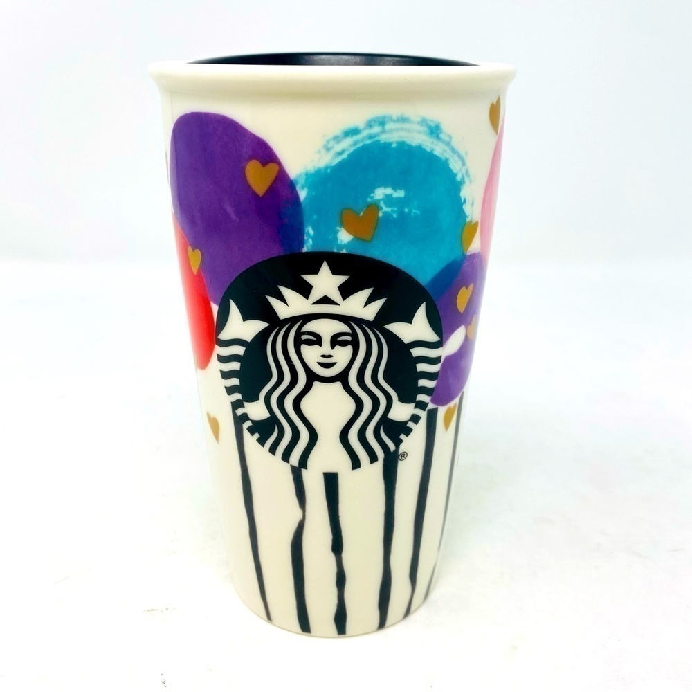 Starbucks 2016 Valentines Ceramic Travel Tumbler W/ Lid 12oz